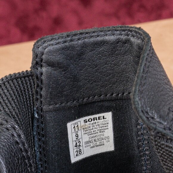 Sorel Women Joan Now Black Leather Waterproof Elastic Chelsea Ankle Boots sz 11 - Picture 7 of 8